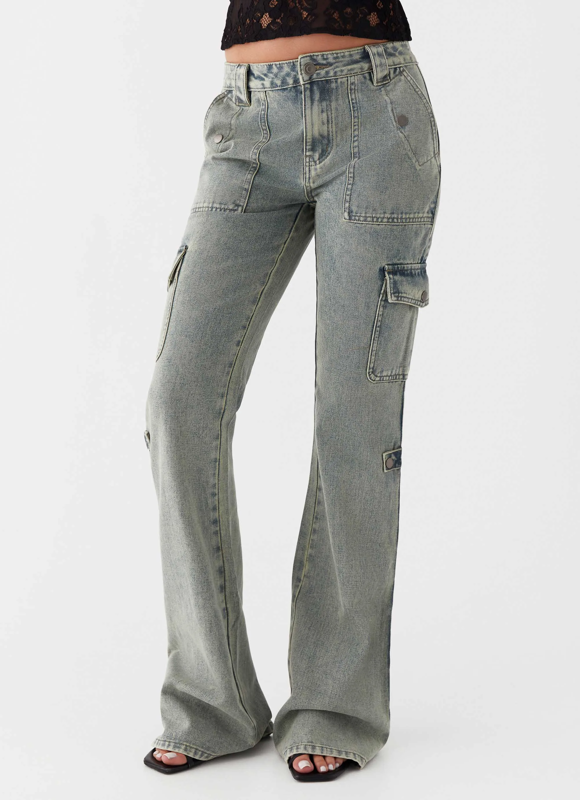 Zephee Flare Jeans - Washed Denim